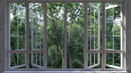 Window View of Lush Green Forest