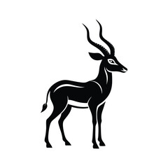 Obraz premium Silhouette impala animal full body black color, Stylish Gazelle Silhouette Premium Vector Art for Animal and Wildlife Themed Projects, Gazelle silhouette black antelope Ghazal vector