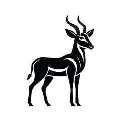 Obraz premium Silhouette impala animal full body black color, Stylish Gazelle Silhouette Premium Vector Art for Animal and Wildlife Themed Projects, Gazelle silhouette black antelope Ghazal vector