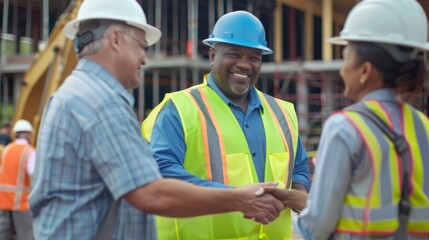 The construction workers' handshake