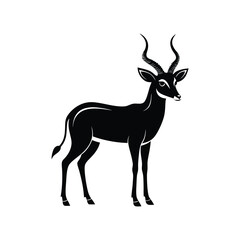 Fototapeta premium Silhouette impala animal full body black color, Stylish Gazelle Silhouette Premium Vector Art for Animal and Wildlife Themed Projects, Gazelle silhouette black antelope Ghazal vector