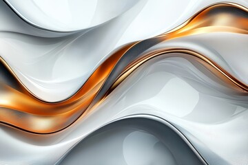Fototapeta premium Modern and elegant abstract background with flowing white and gold waves