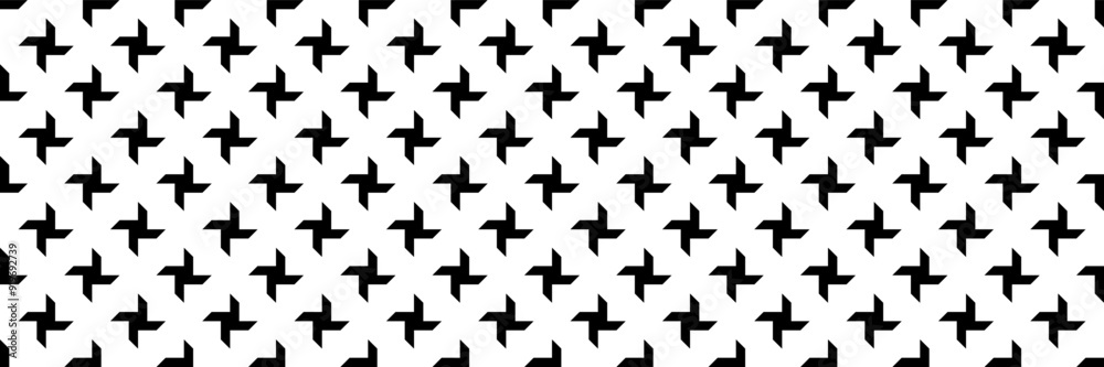 Poster horizontal black seamless propeller design for pattern and background.