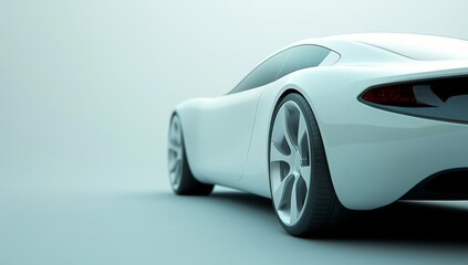 The rear view of a futuristic sports car in white (3D illustration)