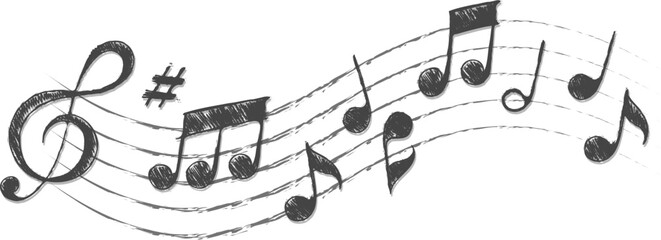 Hand drawn musical notes sketch
