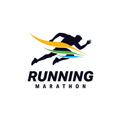 Running marathon logo design template