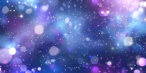Frosted light effect background with blue glowing sparkles and bokeh lights isolated on transparent png, white and violet glowing star dust boke --