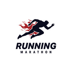 Running marathon logo design template