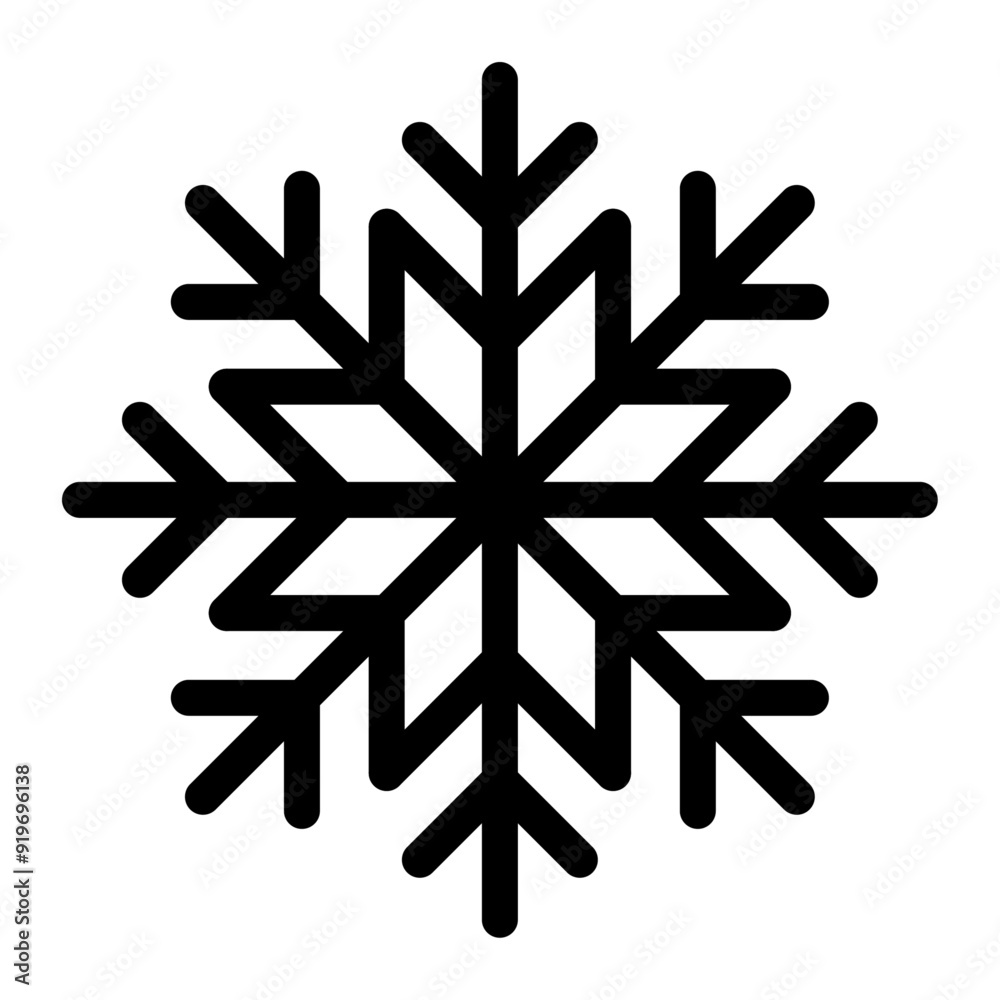 Aufkleber Snowflake outline icon isolated on white background. Editable stroke vector element for Christmas and New Year. 
