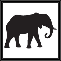 Elephant silhouette vector, wildlife animal illustration.
