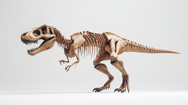 A Tyrannosaurus Rex skeleton in a predatory pose.