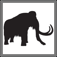 Mammoth silhouette vector, wildlife animal illustration.