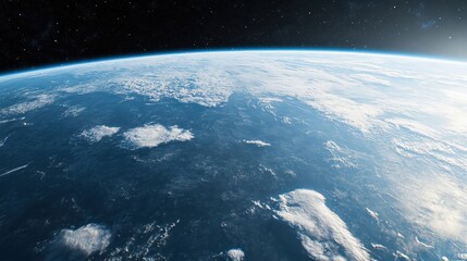 Fototapeta premium Stunning View of Earth From Space - Blue Planet, White Clouds, and Dark Sky