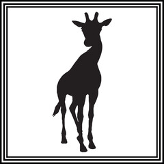 Giraffe silhouette vector , wildlife animal illustration.