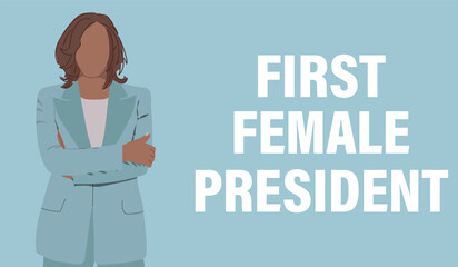 Election 2024 banner. First female president. USA vote