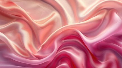 Obraz premium Abstract background of soft, flowing pink and orange satin fabric. The silky texture and elegant folds create a luxurious and romantic feel.