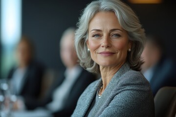 Senior businesswoman in a boardroom meeting, Generative AI