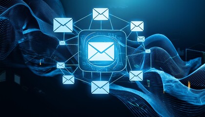 database email, a series of emails being sent out and tracked on a digital dashboard