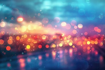 Fototapeta premium Abstract background with blurred lights and bokeh effect in vibrant colors.