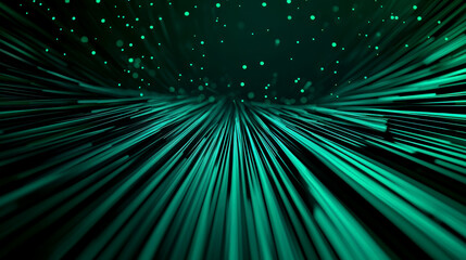 Fototapeta premium Dynamic green lines create a sense of movement and depth, perfect for technology, abstract art, or modern backgrounds.