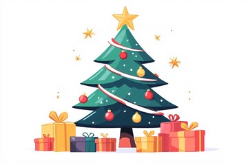 Obraz premium Festive Christmas Tree with Presents