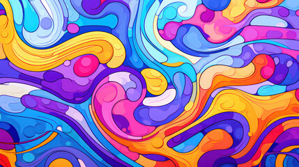 Obraz premium Abstract painting with vibrant colors. Shapes, including circular forms and intricate patterns. Colorful Background.
