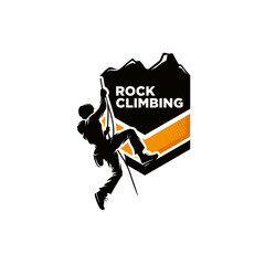 Rock climbing logo design illustration