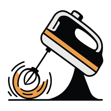 recommend clip art: A flat vector illustration of cooking kitchen electric hand mixer isolated on white background