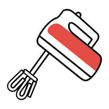 recommend clip art: A flat vector illustration of cooking kitchen electric hand mixer isolated on white background