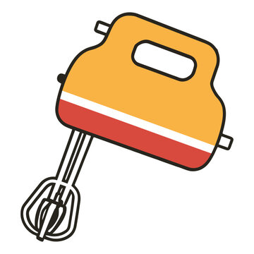 recommend clip art: A flat vector illustration of cooking kitchen electric hand mixer isolated on white background