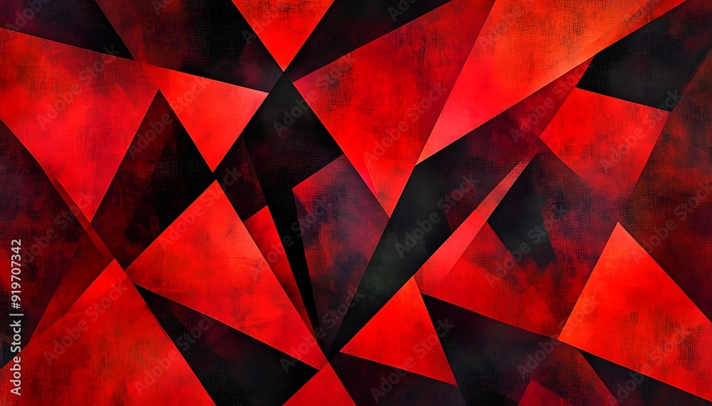 Poster red geometric shapes overlapping in seamless abstract