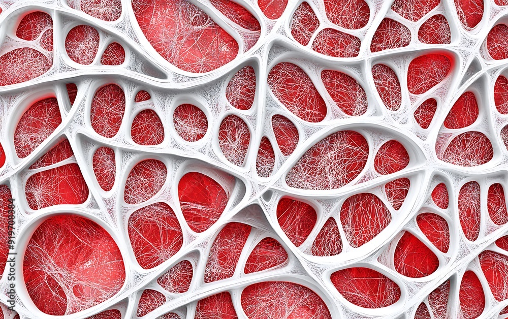 Poster complex red and white mesh in seamless abstract pattern