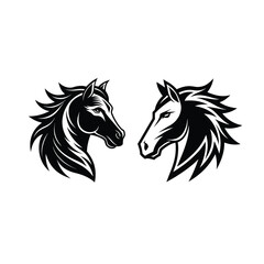 aggressive horse Silhouette set vector illustration