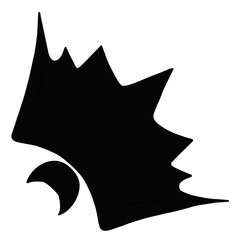 Silhouette of a dramatic mountain peak against a white background