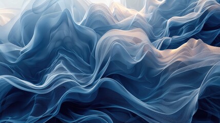 Obraz premium Abstract blue and white waves, flowing and swirling in a dynamic pattern, creating a sense of movement and energy.