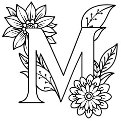Floral alphabet svg, split monogram svg, flower alphabet svg, floral wreath svg, alphabet svg, last name svg, monogram letter svg,