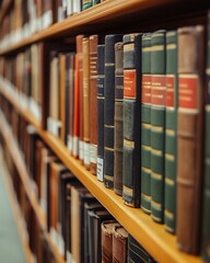 closeup of books on shelves of library