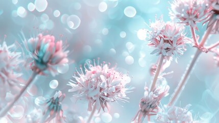 Delicate Pink Flowers with Soft Blue Bokeh