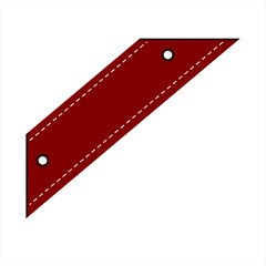 title label for corner with colorful illustration of perforated leather belt