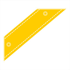 title label for corner with minimalist silhouette illustration of perforated leather belt