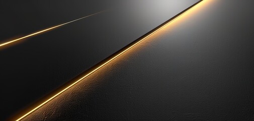 Abstract black background with golden light streaks.