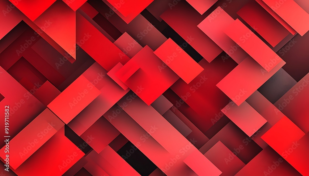 Fototapete overlapping red geometric shapes with 3d effect in modern design