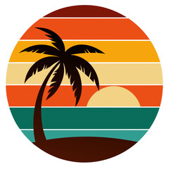 tropical island with palm trees vector illustration