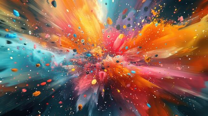 Abstract colorful explosion with vibrant hues and a dynamic composition. Perfect for backgrounds, celebrations, or energetic concepts.