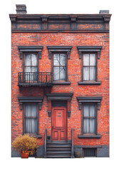 Fototapeta premium Facade of an building. Old tenement house on a bright background.