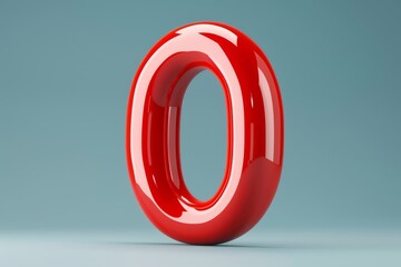 This impressive 3D render features a glossy red zero on a subtle blue background, showcasing modern design with vibrant colors that create an engaging visual experience that captures attention
