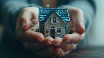The miniature house in hands