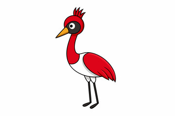 Kawaii Red-Crowned Crane Bird Vector Illustration Clipart