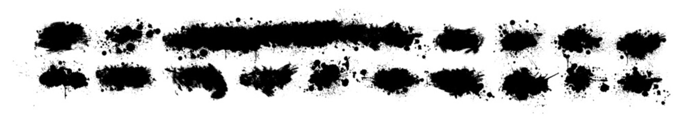 Black brush stroke set isolated on background. Paint brush stroke for ink paint, grunge design element, dirt banner, watercolor design, dirty texture. Trendy brush stroke. hand drawn. Not AI, Vector.