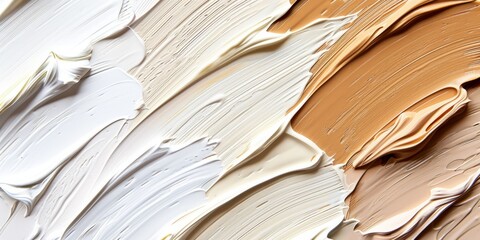 A closeup shot of brush strokes paint swatches, neutral color palette. Diffuse lighting, white background A closeup shot of brush strokes paint swatches, neutral color palette